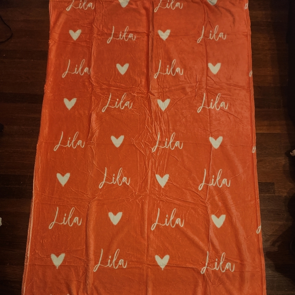 Coral "Lila" Personalized Blanket